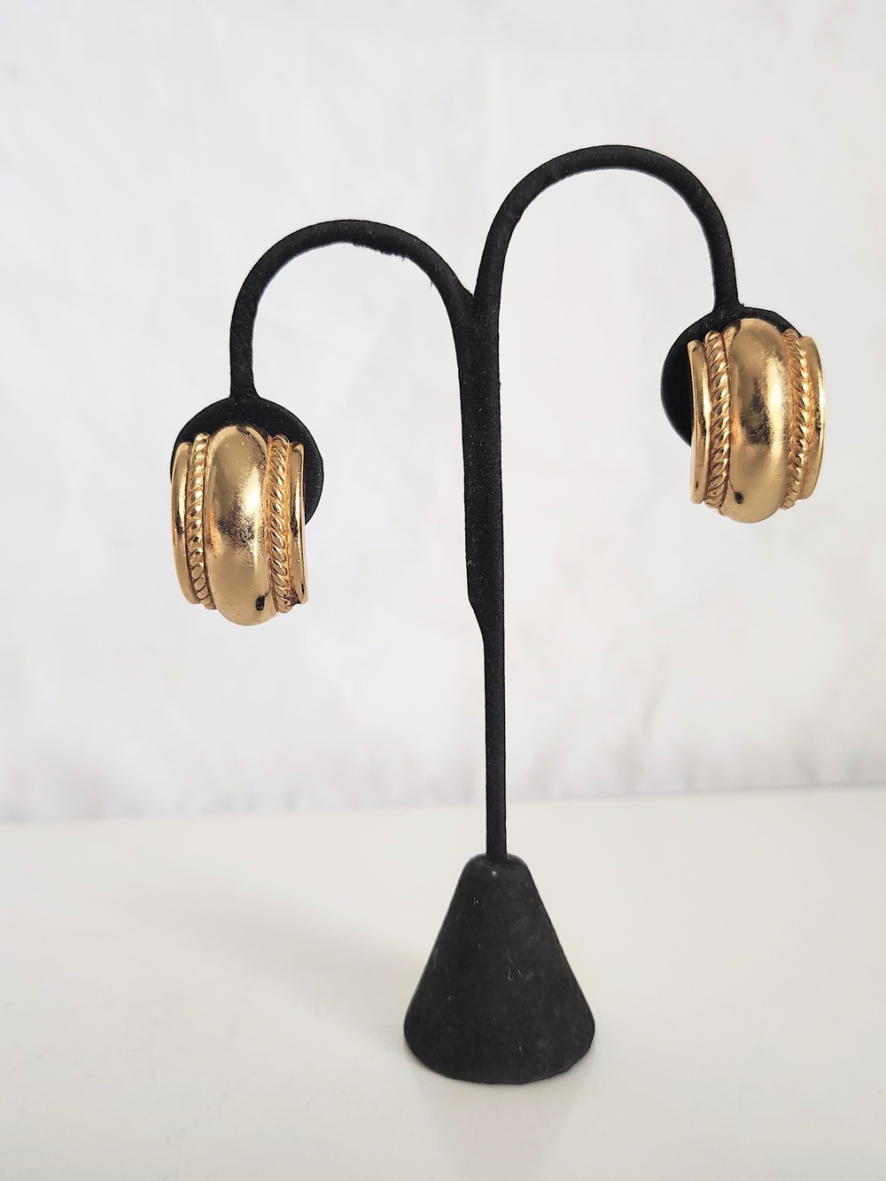 Vintage Christian Dior Gold-Tone Rope Accent Clip Earrings - Women Jewelry